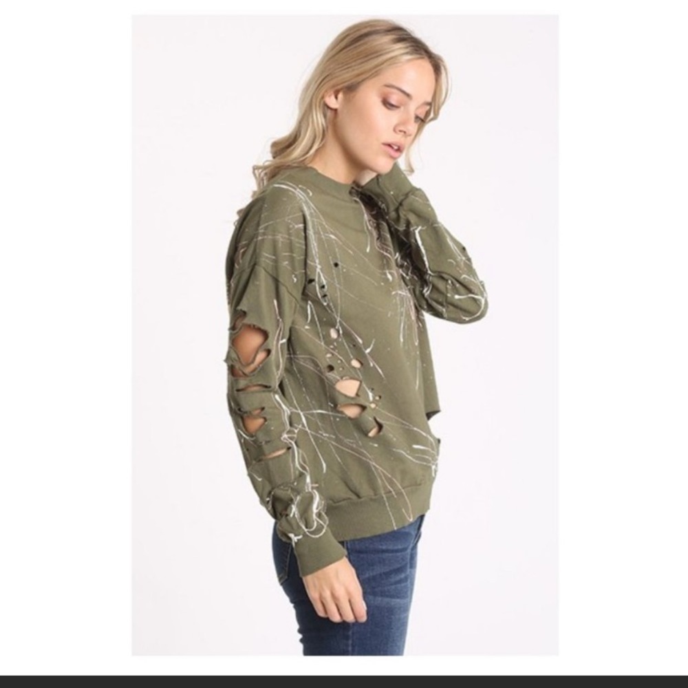 Laser cut graffiti print sweatshirt